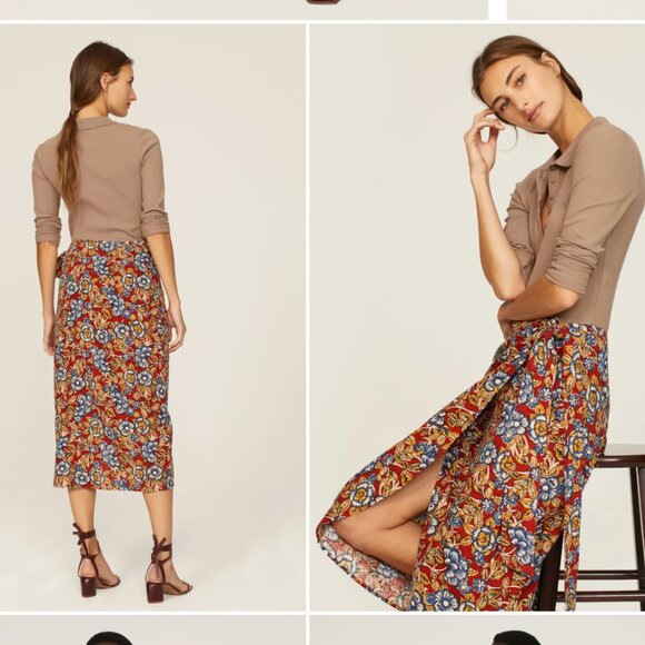 FAHERTY Pacifica Linen Wrap Skirt - Red Desert Bloom Small - Picture 11 of 12